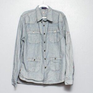 Syn Jeans striped long sleeve cotton button up shirt